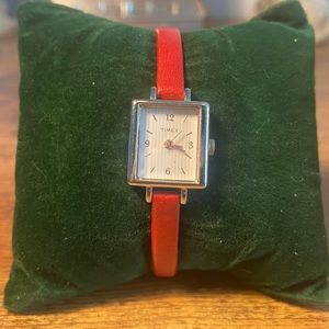 Timex square silver and red women’s watch
